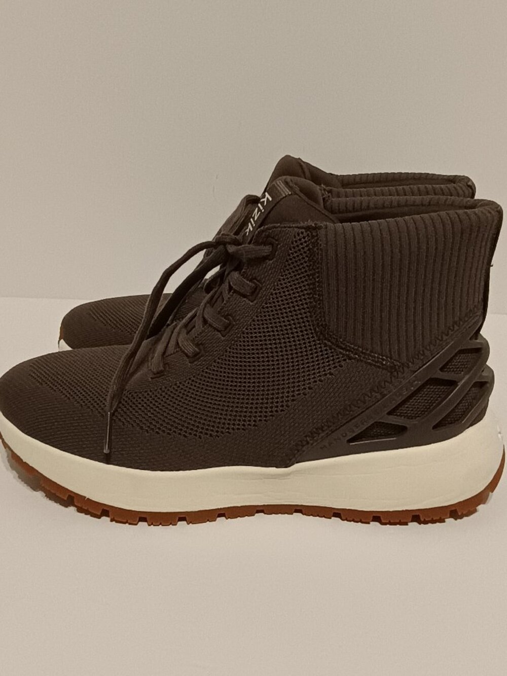 Kizik HandsFree Labs Knit High Top Sneakers Women's 9.5 Men's 8 Brown Slip-On - Picture 3 of 11